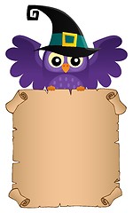 Image showing Halloween owl holding parchment theme 2