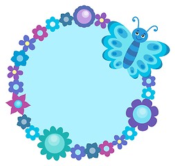 Image showing Round flower frame with butterfly 2