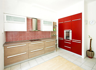 Image showing Red kitchen angle