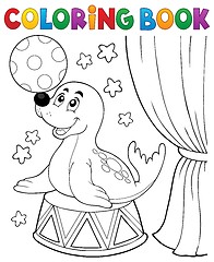 Image showing Coloring book seal playing with ball