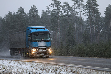 Image showing Renault Trucks T Trucking in Blizzard