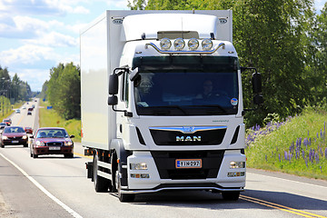 Image showing White MAN TGM Delivery Truck on Summer Road