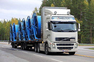 Image showing Volvo FH Truck Hauls Cable Drums