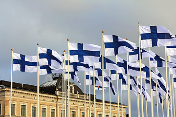 Image showing Installation of 100 Flags of Finland