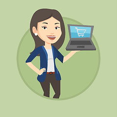 Image showing Woman shopping online vector illustration.