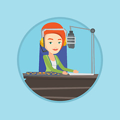 Image showing Female dj working on the radio vector illustration