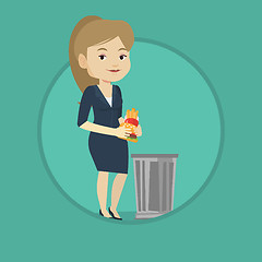 Image showing Woman throwing junk food vector illustration.