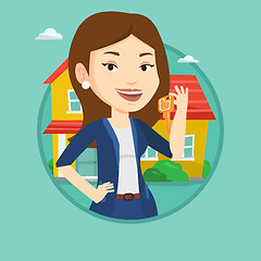 Image showing Real estate agent with key vector illustration.