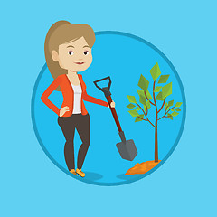 Image showing Woman plants tree vector illustration.