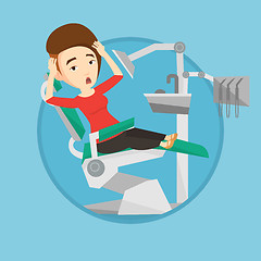 Image showing Scared patient in dental chair vector illustration