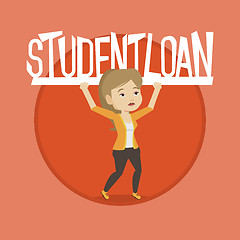 Image showing Woman holding sign of student loan.