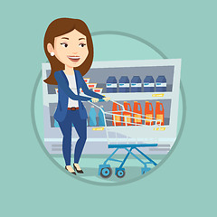 Image showing Customer with shopping cart vector illustration.