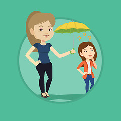 Image showing Businesswoman holding umbrella over woman.