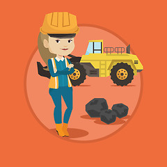 Image showing Miner with a big excavator on background.