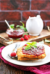 Image showing pancakes with jam 