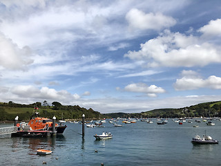 Image showing Salcombe Harbour with RNLI Lifeboat