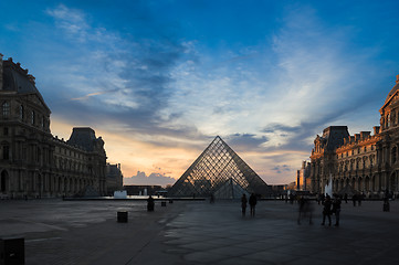 Image showing View of famous Louvre Museum with Louvre Pyramid