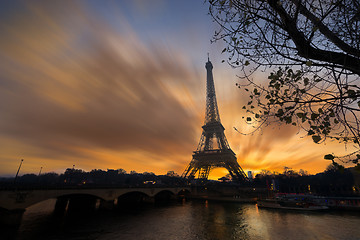 Image showing The Eiffel tower at sunrise in Paris 