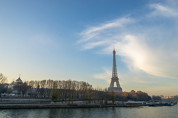 Image showing The Eiffel tower at sunrise in Paris