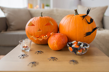 Image showing jack-o-lantern and halloween decorations at home