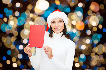 Image showing happy woman with christmas greeting card