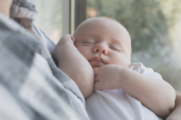 Image showing Father Holding Newborn Baby Son