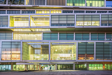 Image showing Exterior of Slovenian Chamber of Commerce at dusk.