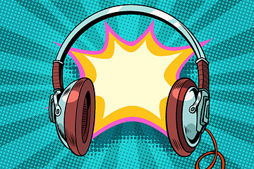 Image showing headphones comic bubble audio