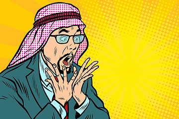 Image showing Close-up, face surprise, delight Arab businessman