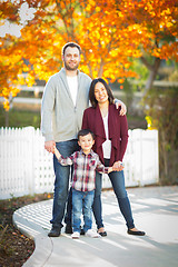 Image showing Outdoor Portrait of Mixed Race Chinese and Caucasian Parents and
