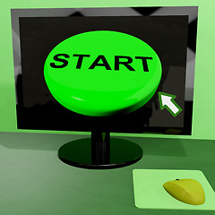 Image showing Start Button On Computer Shows Control Or Activating