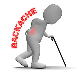 Image showing Backache Pain Represents Spinal Column And Aching 3d Rendering