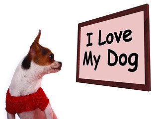 Image showing I Love My Dog Sign Showing Loving Adorable Friendship