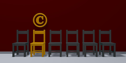 Image showing copyright symbol and row of chairs - 3d rendering