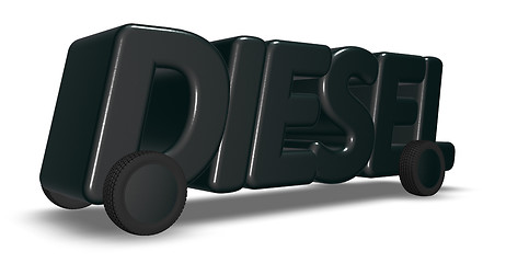 Image showing the word diesel on wheels - 3d rendering