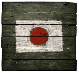 Image showing flag of japan on wood