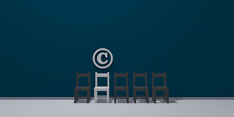 Image showing copyright symbol and row of chairs - 3d rendering