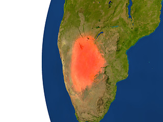 Image showing Botswana on globe