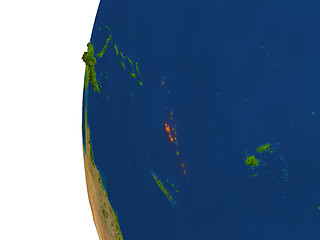 Image showing Vanuatu on globe