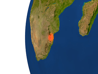 Image showing Swaziland on globe