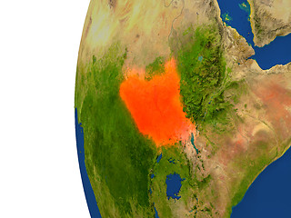 Image showing South Sudan on globe