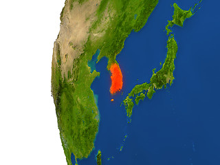 Image showing South Korea on globe