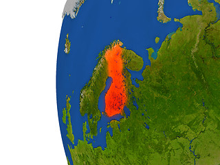 Image showing Finland on globe