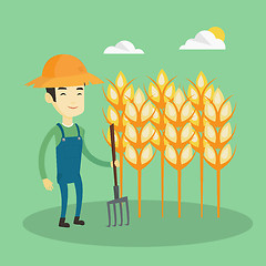 Image showing Farmer with pitchfork vector illustration.