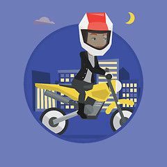 Image showing Woman riding motorcycle at night.