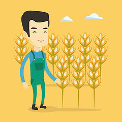 Image showing Farmer in wheat field vector illustration.