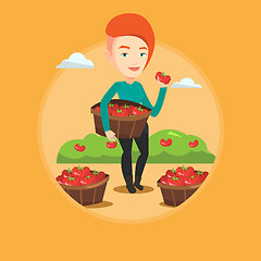 Image showing Farmer collecting tomatos vector illustration.