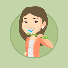 Image showing Woman brushing her teeth vector illustration.