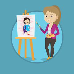 Image showing Creative female artist painting portrait.