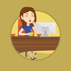 Image showing Tired employee working in office.